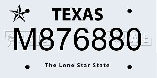 M876880 Texas License Plate