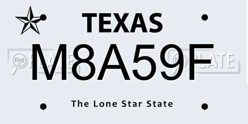 M8A59F Texas License Plate