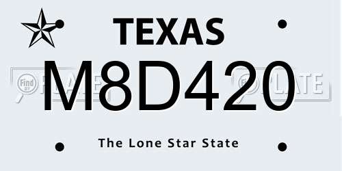 M8D420 Texas License Plate