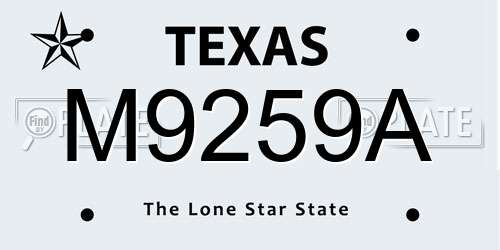 M9259A Texas License Plate