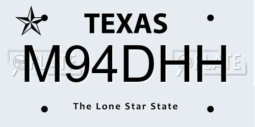 M94DHH Texas License Plate