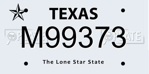 M99373 Texas License Plate