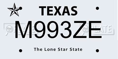 M993ZE Texas License Plate