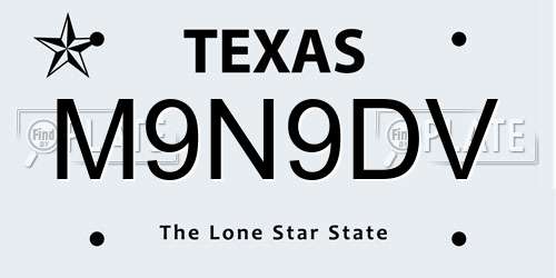 M9N9DV Texas License Plate