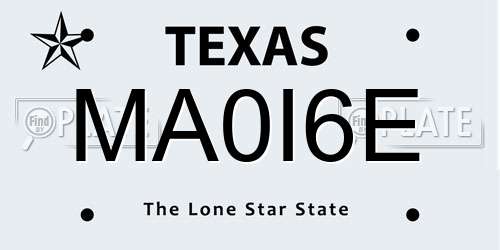 MA0I6E Texas License Plate
