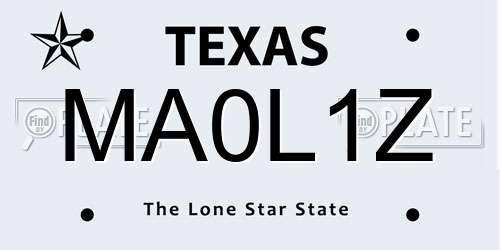 MA0L1Z Texas License Plate