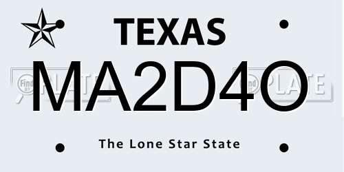 MA2D4O Texas License Plate