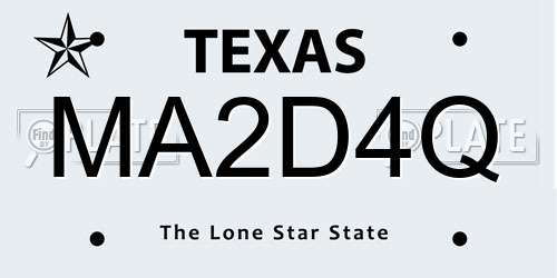 MA2D4Q Texas License Plate