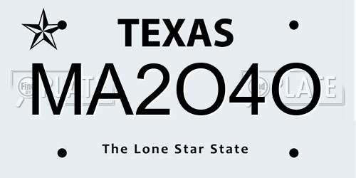 MA2O4O Texas License Plate
