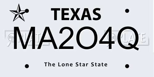 MA2O4Q Texas License Plate
