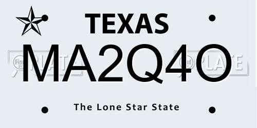 MA2Q4O Texas License Plate