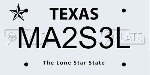 MA2S3L Texas License Plate