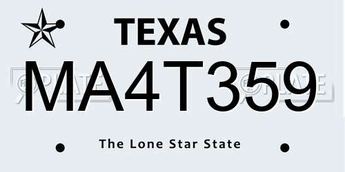 MA4T359 Texas License Plate