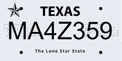 MA4Z359 Texas License Plate