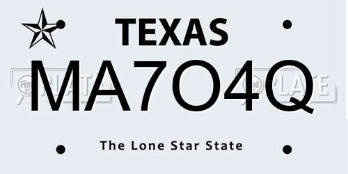 MA7O4Q Texas License Plate