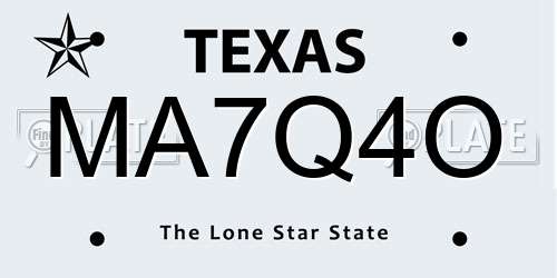 MA7Q4O Texas License Plate