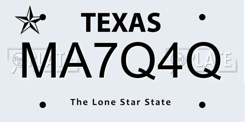 MA7Q4Q Texas License Plate