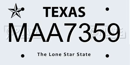 MAA7359 Texas License Plate