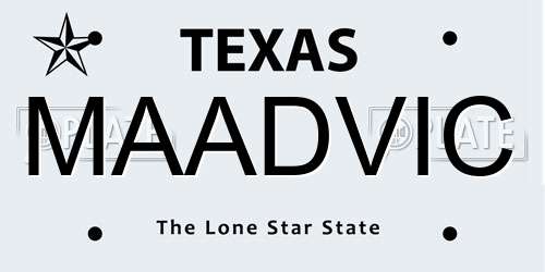 MAADVIC Texas License Plate
