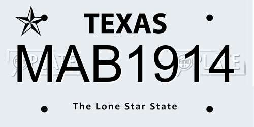 MAB1914 Texas License Plate