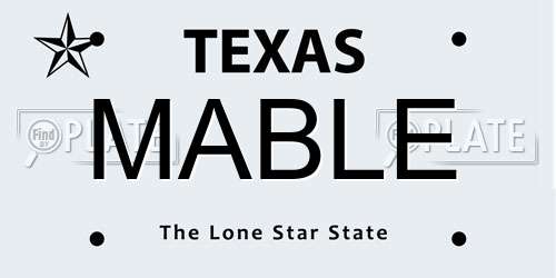 MABLE Texas License Plate