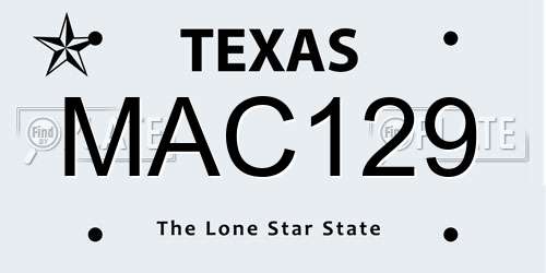 MAC129 Texas License Plate