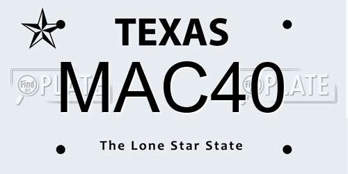 MAC40 Texas License Plate