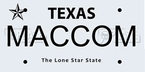 MACCOM Texas License Plate