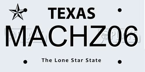 MACHZ06 Texas License Plate