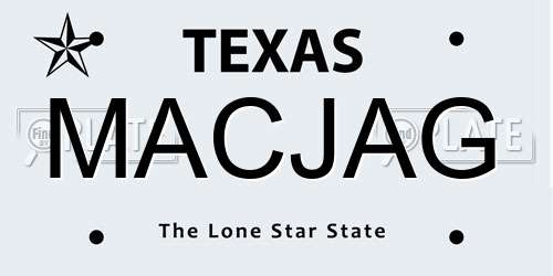 MACJAG Texas License Plate