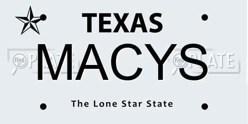 MACYS Texas License Plate