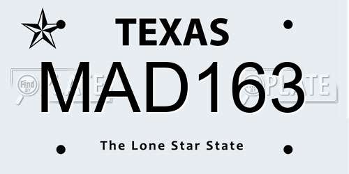 MAD163 Texas License Plate