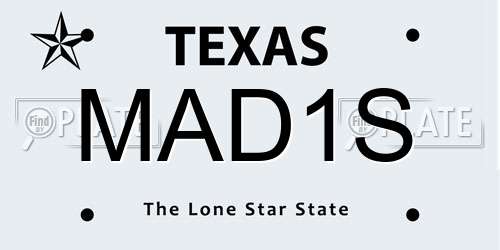MAD1S Texas License Plate