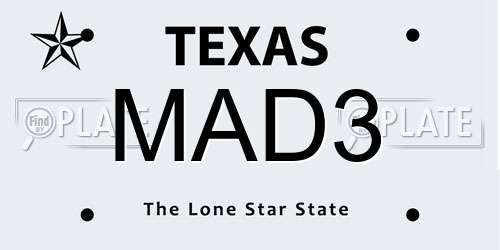 MAD3 Texas License Plate