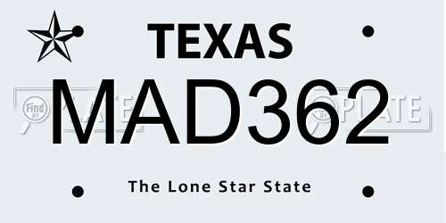 MAD362 Texas License Plate