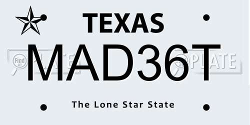 MAD36T Texas License Plate