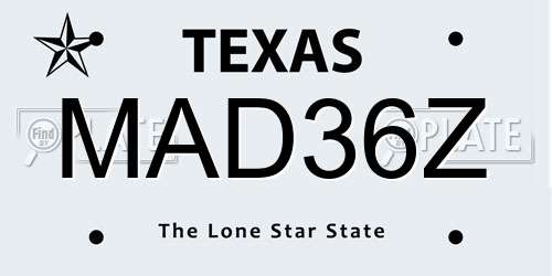 MAD36Z Texas License Plate