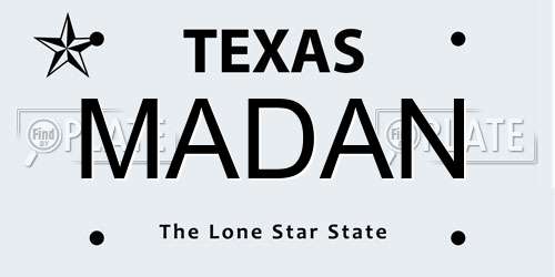 MADAN Texas License Plate