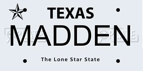 MADDEN Texas License Plate