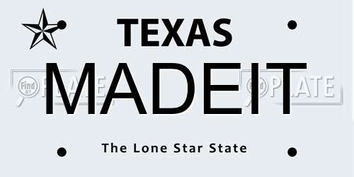 MADEIT Texas License Plate