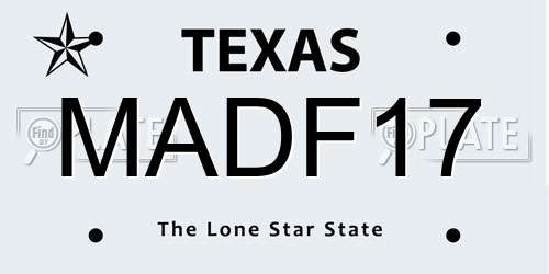 MADF17 Texas License Plate