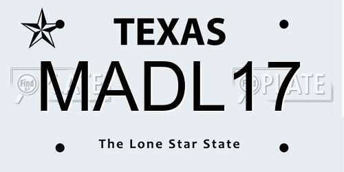MADL17 Texas License Plate