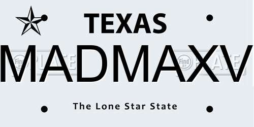 MADMAXV Texas License Plate