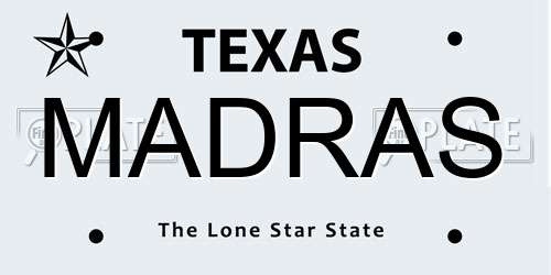MADRAS Texas License Plate