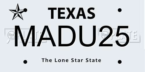 MADU25 Texas License Plate