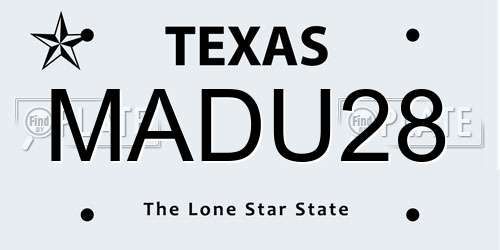 MADU28 Texas License Plate