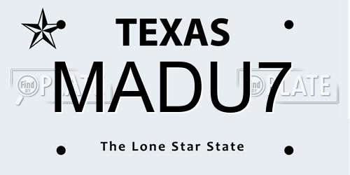 MADU7 Texas License Plate