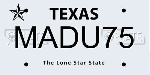 MADU75 Texas License Plate