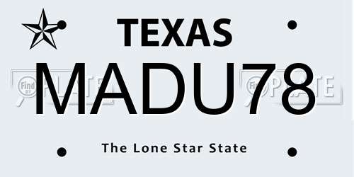 MADU78 Texas License Plate