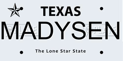 MADYSEN Texas License Plate